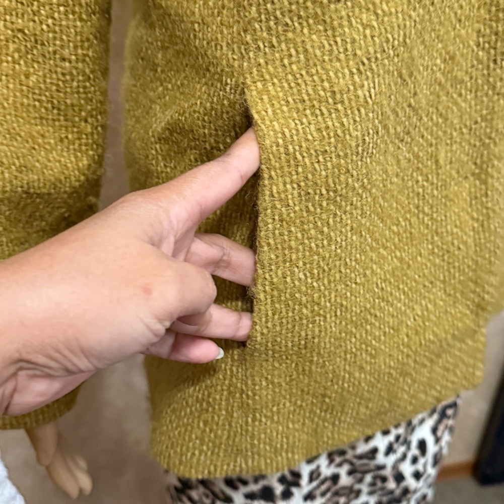 Eileen Fisher wool mixed mohair blazer jacket dress jacket M mustard made in USA - Picture 8 of 11